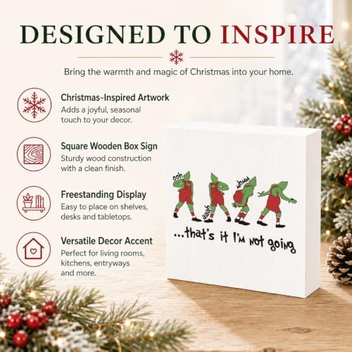 That's It I'm Not Going Sign, Funny Christmas Wood Box Shelf Decor - Image 4