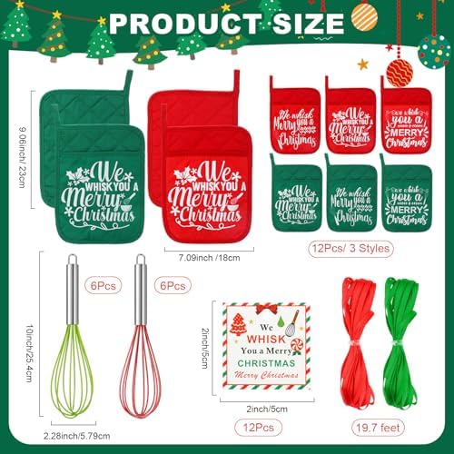LemonRoad 12 Sets Christmas Whisk Baking Gift Set, Classic, Red, Green - Image 2