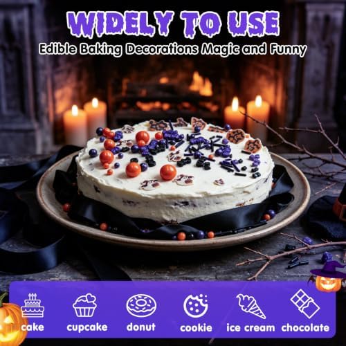 Edible Halloween Sprinkles,Orange Purple Black Sprinkle for Cake Decorating - Image 4