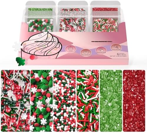 Christmas Sprinkles for Baking, Red Green Holiday Cookie Sprinkles, 180g by Unknown