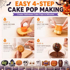 10 Pcs Halloween Cake Pop Molds Set with 100 Sticks - Image 6