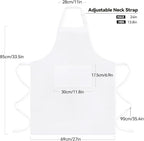 NLUS 2 Pack White Aprons with 2 Pockets - Image 2