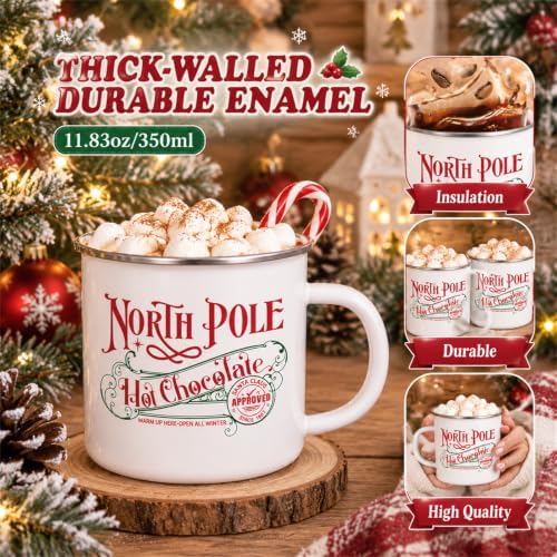 Yaomiao 50 Pcs North Pole Christmas Coffee Mugs, Stainless Steel, Enamel - Image 2
