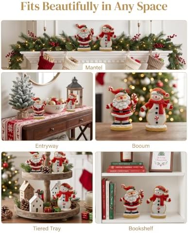 Christmas Decoration Indoor Duo Cookie Santa and Snowman Figurines 5.1'' - Image 5