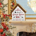 Rustic Christmas Sleigh Decor, Sleigh Rides House Shaped Wooden Sign - Image 4