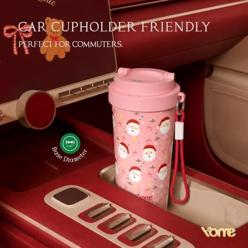 YOME 17oz Christmas Ceramic Lined Insulated Coffee Mug with Infuser for Women Gift| One-handed Pop Open Lid | Stainless Steel |Keep Drinks Cold and Hot| 100% Leak Proof - Image 7