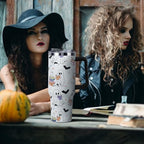 Halloween Tumbler with Lid and Straw 40oz,Cute Spooky Ghost Reading Vacuum Insulated Leak Proof Tumbler,Goth Bookish Reader Gift Women Girls,Book Lover Accessories Stainless Steel Coffee Cup - Image 3
