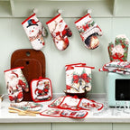 Qinyoung 48 Pcs Christmas Kitchen Oven Mitts Pot Holders, Retro - Image 5