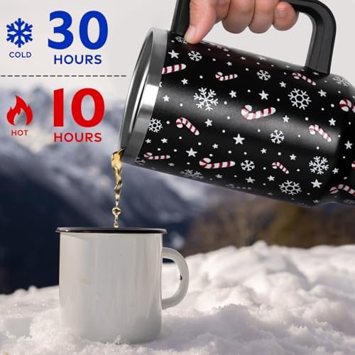 Christmas Tumbler with Handle and Straw Lid 40 oz,Cute Christmas Gifts for Women Candy Cane Snowflakes Vacuum Insulated Leak Proof Tumbler,Winter Holiday Accessories Stainless Steel Coffee Cup Mug - Image 5