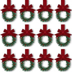 Retrowavy 12 Pcs Small Christmas Kitchen Cabinet Wreaths with Ribbon by Retrowavy