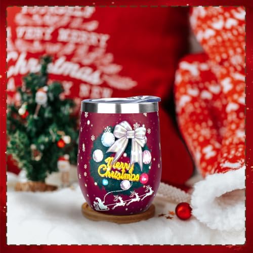 MEZMUT 12 Oz Insulated Christmas Wine Tumbler with Lid Straw (Red,1) - Image 6