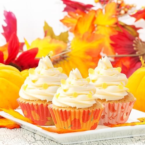 SANNIX 450pcs Fall Cupcake Liners, Pumpkin Maple Leaf Cake Baking Cups - Image 5