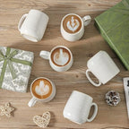 HASENSE Coffee Mugs Set of 6, 15 oz Ceramic Coffee Cups, Clay-Infused White - Image 6