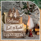Moucuny 4 Pcs Christmas Tree Table Decorations Wooden Farmhouse Block Signs - Image 6