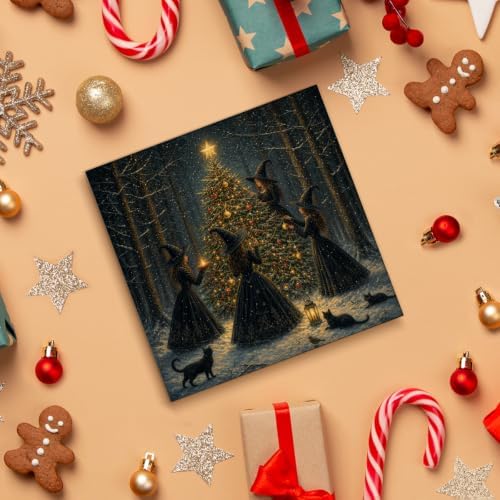 Witchy Christmas Tree Decor, Christmas Gothic Witch Wooden Sign - Image 4
