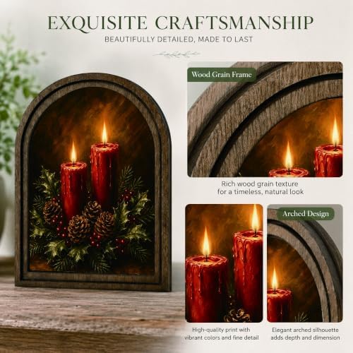 Christmas Candle Arched Table Sign, Rustic Farmhouse Holiday Decor - Image 4