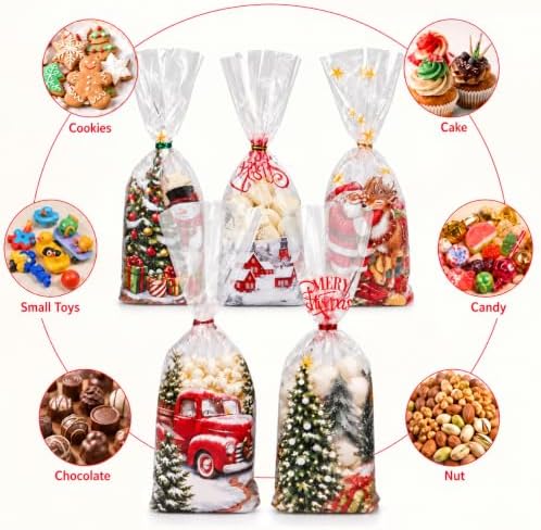 CCINEE 200PCS Christmas Cellophane Treat Bags for Holiday Party Favors - Image 4