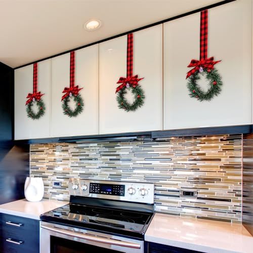 Retrowavy 12 Pcs Small Christmas Kitchen Cabinet Wreaths with Ribbon - Image 3