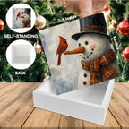 Christmas Snowman Decor, Red Cardinal Christmas Wood Sign Holiday Decor - Image 2