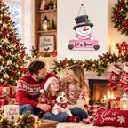 Christmas Decorations Winter Pink Snowman Hanging Wooden Front Door Sign - Image 5