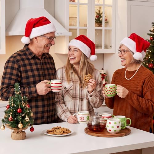 Jinei 6 Pcs Christmas Mug Set Christmas Ball Coffee Mug, Green,Red, Cute - Image 4