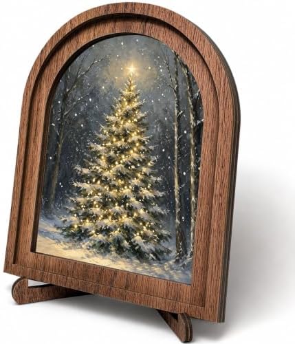 Winter Christmas Tree Arched Table Sign, Rustic Farmhouse Holiday Decor by HPCHENG