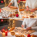 12 Pcs Christmas Cookie Cutters Set, Stainless Steel Holiday Cookie Molds - Image 6