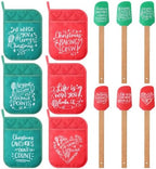 12 Pcs Christmas Silicone Spatula Pot Holder Set Xmas Baking Gift, Classic by Zhehao