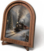 Christmas Train Arched Table Sign, Vintage Winter Farmhouse Decor by HPCHENG