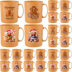 Potchen 24 Pcs Christmas Plastic Mugs Bulk 12 oz, Gingerbread Man by Potchen