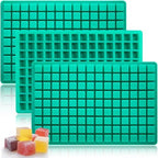 Square Gummy Molds Silicone, Mini Cute Candy Chocolate Keto Molds 3 Pack 126 Cavities Non-stick BPA free Tiny Bite Size Molds for Ice Cube Fruit edible Gummy Mold Easy to Release DIY Candy Making Kit by HKNMTT