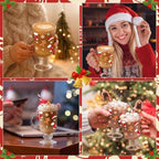 Sliner Set of 12 Christmas Glass Coffee Mugs with Handle 8 oz Clear Irish Coffee Mugs Footed Irish Glasses Xmas Glasses Winter Holiday Cups for Beverages Latte Hot Chocolate - Image 5
