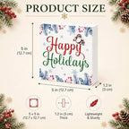 Happy Holidays Wood Box Sign, Colorful Christmas Decor for Tabletop Shelf - Image 3