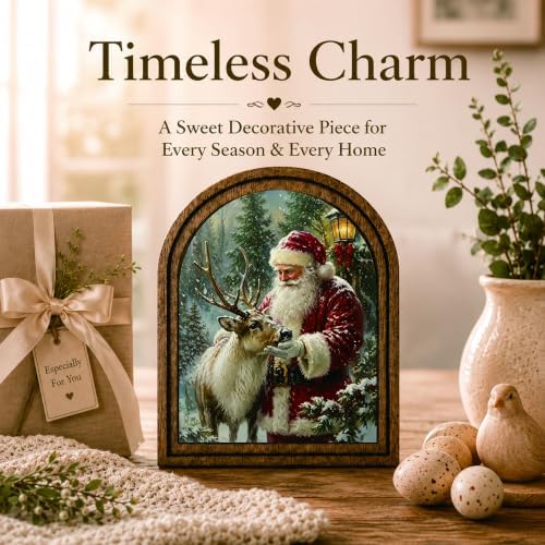 Santa Reindeer Arched Table Sign, Christmas Farmhouse Shelf Decor - Image 3