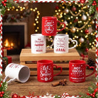 Christmas Coffee Mugs with Heart Handles, 6 Pack 10 Oz Cups - Image 4