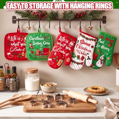 Qinyoung 48 Pcs Christmas Kitchen Oven Mitts Pot Holders, Cartoon Christmas - Image 2