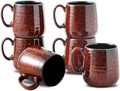 HASENSE Coffee Mugs 8 oz, Ceramic Small Espresso Cups Set of 6, Red by Hasense