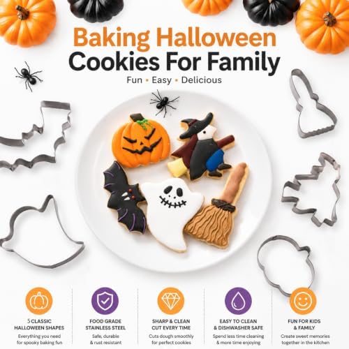 Halloween Cookie Cutters Set, 7pcs Metal Cookie Cutter Shapes & 11"Spatulas - Image 2