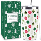 Christmas Gifts for Women 2025, 20 oz White Stainless Steel Christmas Coffee Tumblers with Lid and Straw, Insulated Coffee Travel Mug, Best Xmas Themed Gifts for Women Men Girls Teachers Coworkers by CUPLOOV