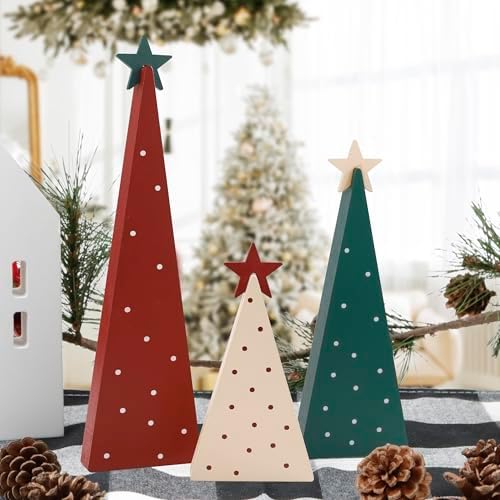 Christmas Decorations-Three Sizes Wooden Tree Sign with Star by FestalMart