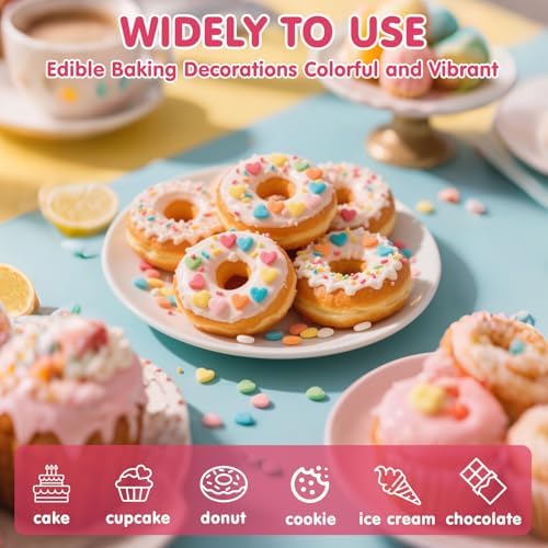 Edible Rainbow Confetti Sprinkles,Colorful Heart-Shape Cake Decoration,130g - Image 4