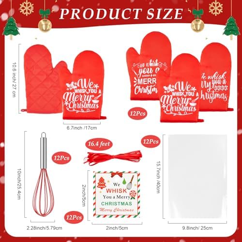 LemonRoad 12 Sets Christmas Whisk Baking Gift Set, Exquisite, Red - Image 2