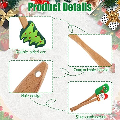 Patelai 6 Pcs Christmas Silicone Spatulas with Wooden Handle,Vivid Style - Image 3