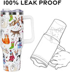 Christmas Tumbler with Handle and Straw Lid 40 oz,Cute Merry Xmas Cat Lovers Gifts for Women Vacuum Insulated Leak Proof Tumbler,Winter Holiday Accessories Stainless Steel Coffee Cup Mug - Image 4