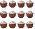 Patelai Glass Christmas Coffee Mugs 14 oz Snowflake Tree, 12 Pcs, Cute by Patelai