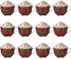 Patelai Glass Christmas Coffee Mugs 14 oz Snowflake Tree, 12 Pcs, Cute by Patelai