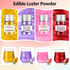 4 Colors Edible Glitter Set,Gold Red Purple Pink Powder,Halloween Shimmer - Image 3