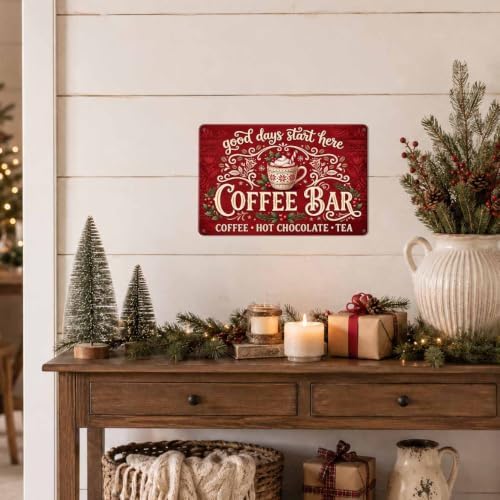 Christmas Coffee Bar Sign, Holiday Kitchen Decor, Vintage Wall Art - Image 5