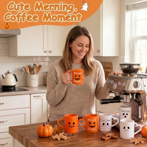 Halloween Coffee Mugs with Heart Handles, 6 Pack 10 Oz Cups - Image 4