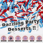 HUEBEATY 6-in-1 Patriotic 4th of July Sprinkles – 180g Red White and Blue Sprinkles Mix with Silver Star Confetti, Jimmies, Nonpareils & Sugar Sprinkles for Cake, Cupcakes, Cookies & Ice Cream Decorating and Baking - Image 4